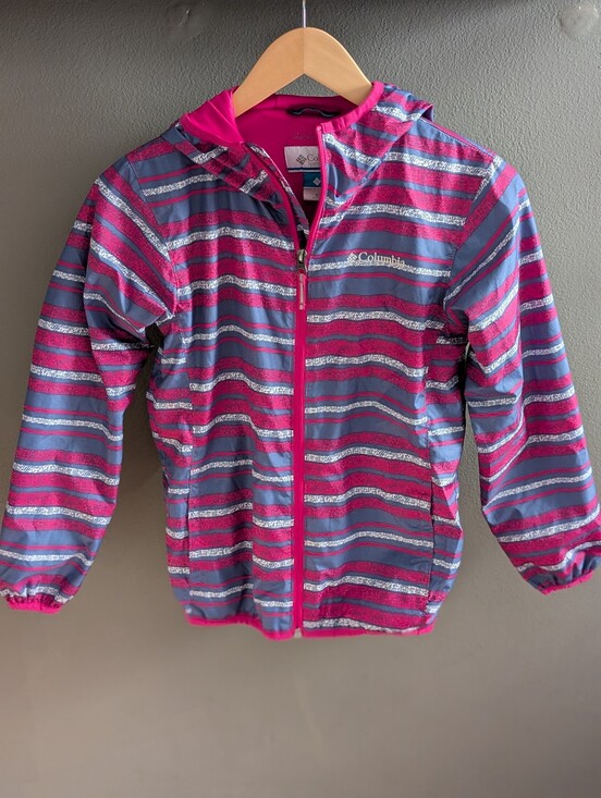 Columbia Sportswear Company Other - Columbia Kids M 10/12 Pink Blue Striped Light Jacket Hooded Outdoor Gorpcore